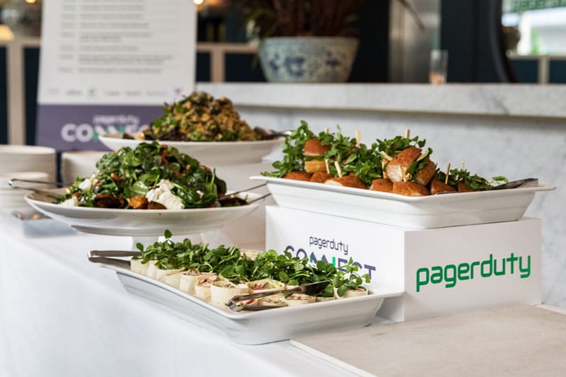 commercial photograph of food at a corporate event